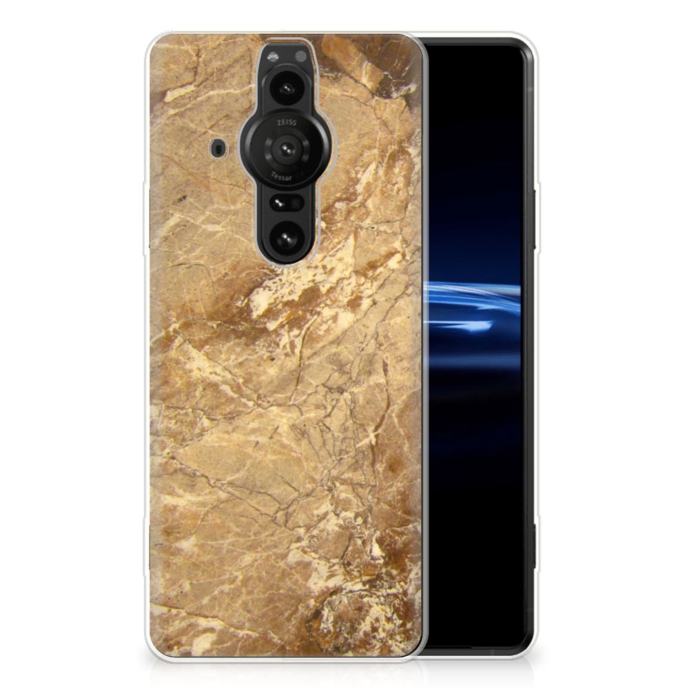 Sony Xperia Pro-I TPU Siliconen Hoesje Marmer Creme B2C Telecom