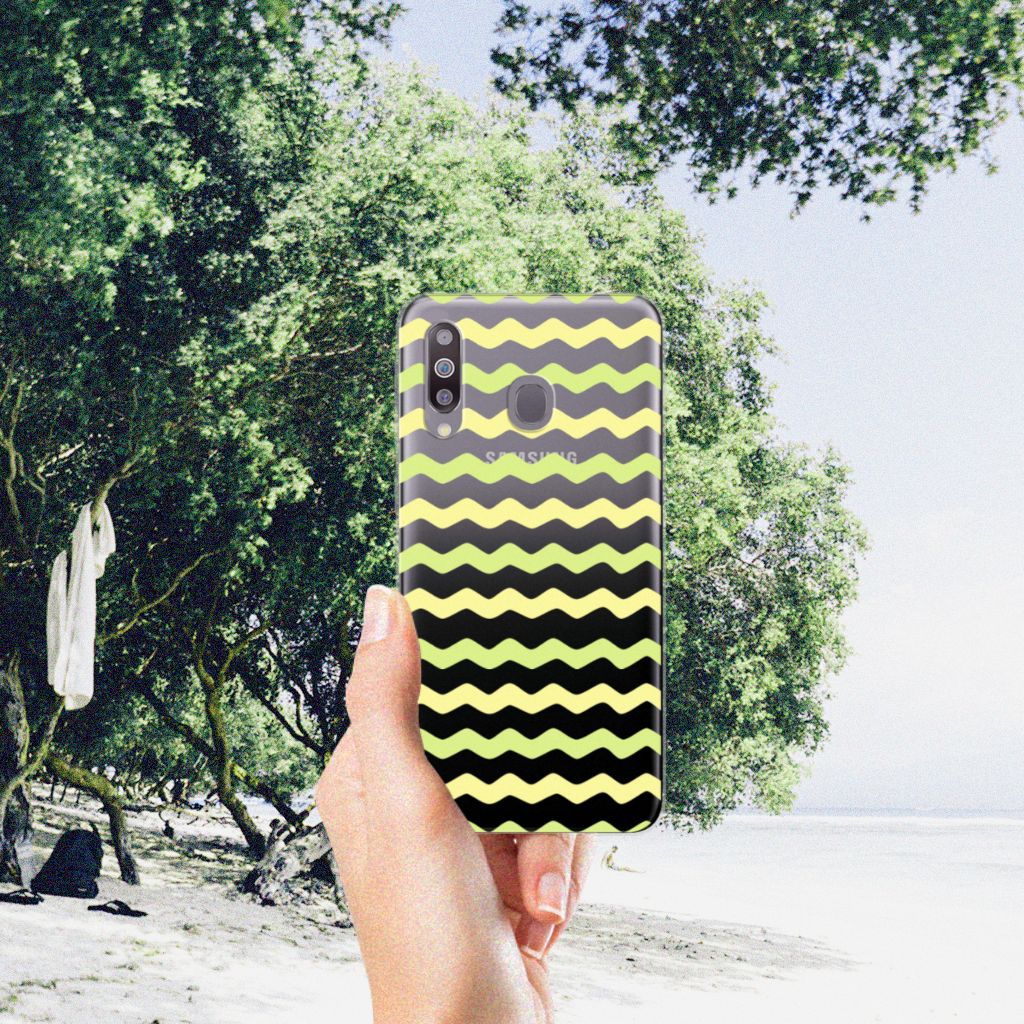 Samsung Galaxy M30 TPU bumper Waves Yellow