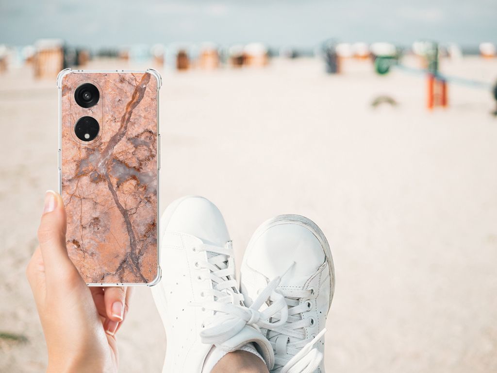 OPPO Reno8 T 5G Anti-Shock Hoesje Marmer Oranje B2C Telecom