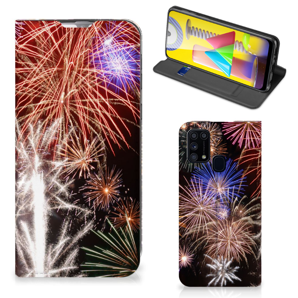 Samsung Galaxy M31 Hippe Standcase Vuurwerk - B2C Telecom