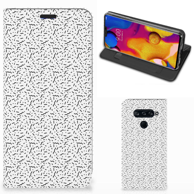 LG V40 Thinq Hoesje met Magneet Stripes Dots