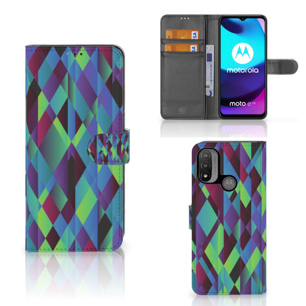 Motorola Moto E20 | E30 | E40 Book Case Abstract Green Blue