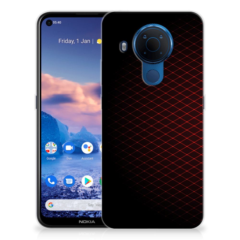 Nokia 5.4 TPU bumper Geruit Rood