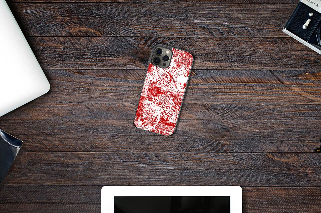 Mobiel Case iPhone 12 Pro Max Angel Skull Rood B2C Telecom