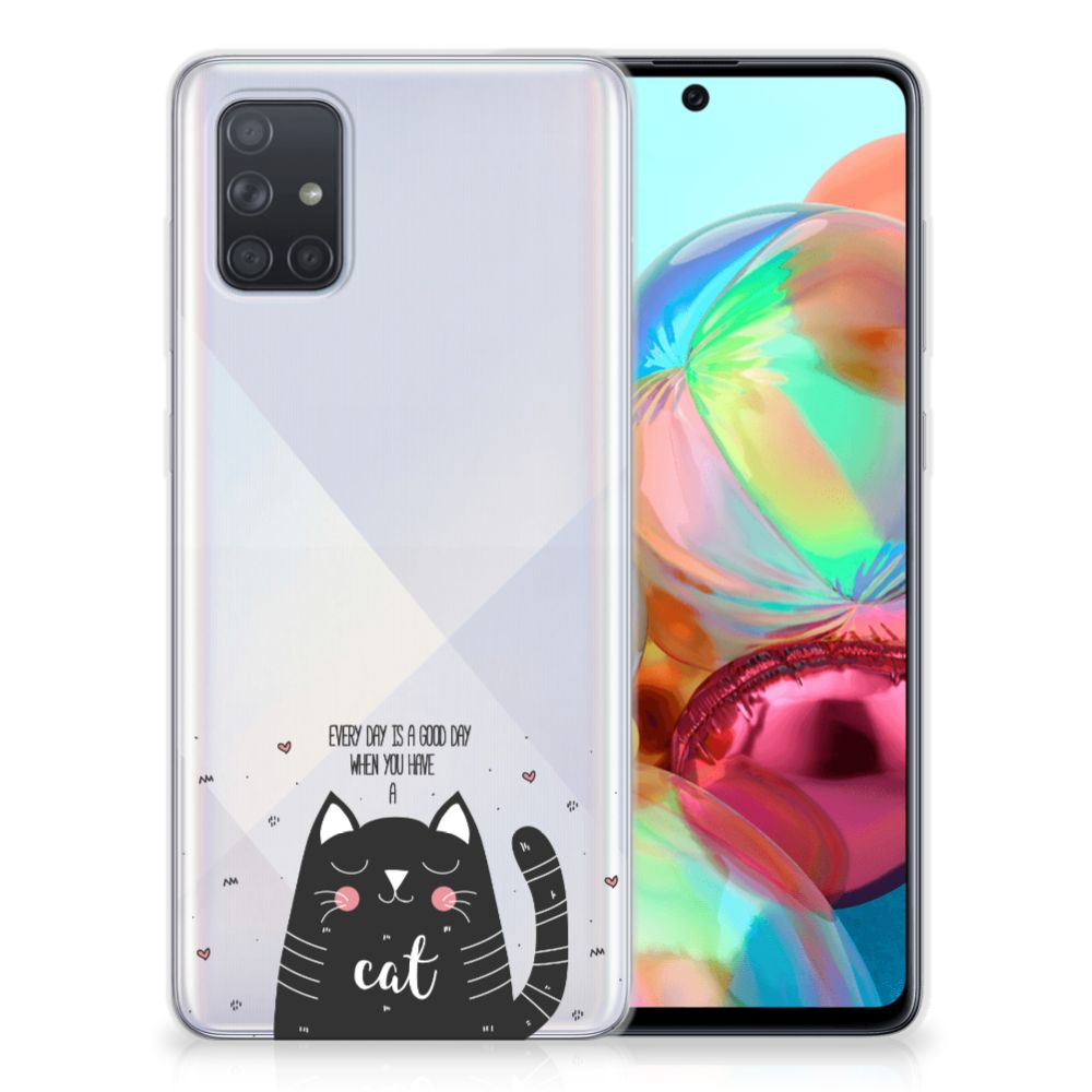Samsung Galaxy A71 Telefoonhoesje met Naam Cat Good Day B2C Telecom
