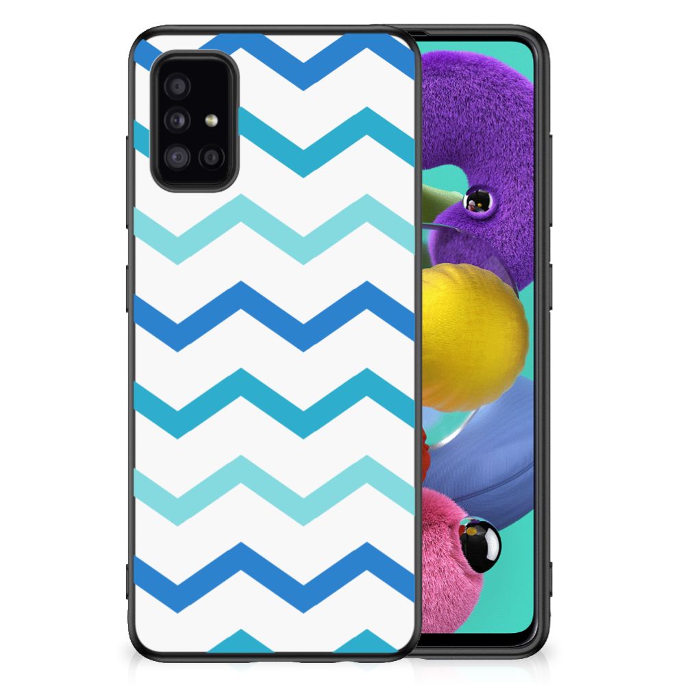 Samsung Galaxy A51 Bumper Case Zigzag Blauw