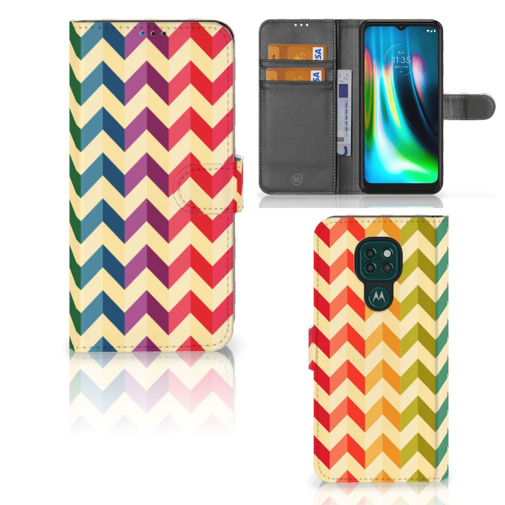 Motorola Moto G9 Play | E7 Plus Telefoon Hoesje Zigzag Multi Color