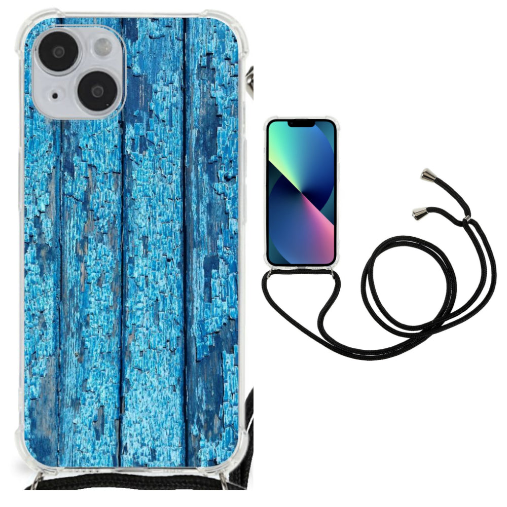 iPhone 14 Plus Stevig Telefoonhoesje Wood Blue