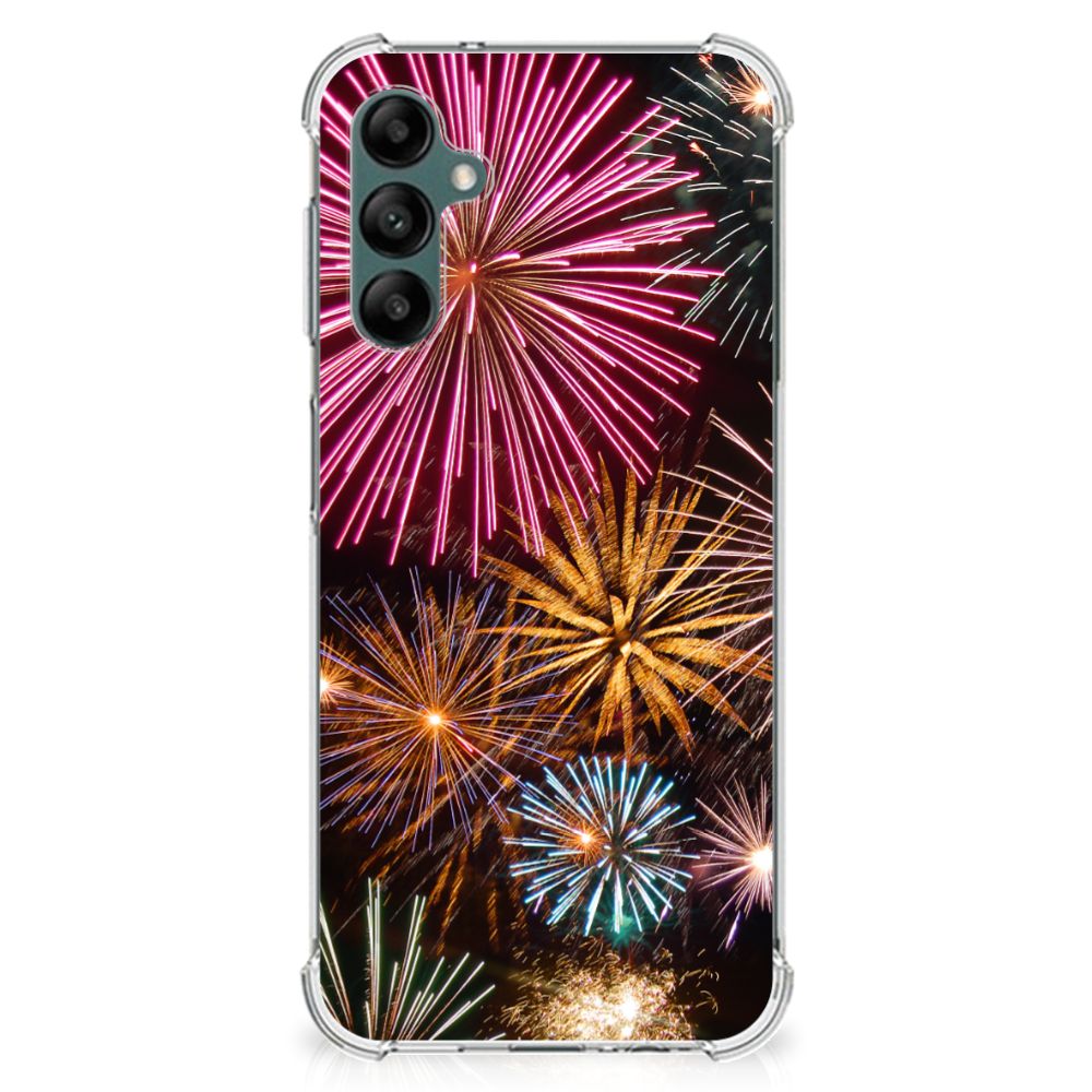 Samsung Galaxy A14 5G/4G Anti Shock Bumper Case Vuurwerk met kleurrijke vuurwerkdesign.