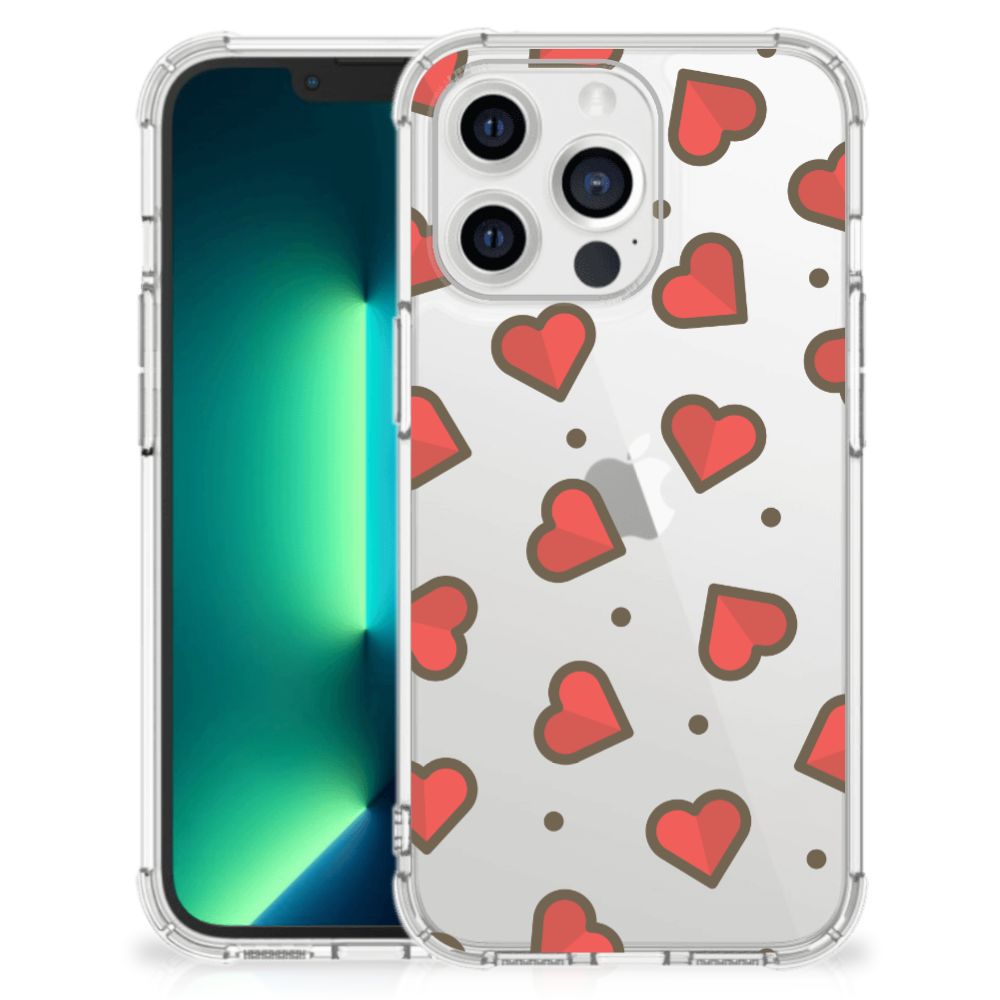 iPhone 13 Pro Max Doorzichtige Silicone Hoesje Hearts - B2C Telecom