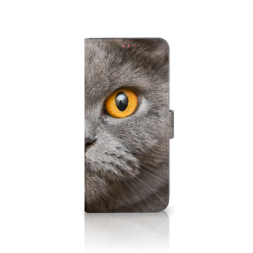 Telefoonhoesje met Pasjes OPPO A54 5G | A74 5G | A93 5G Britse Korthaar met kattenoog design
