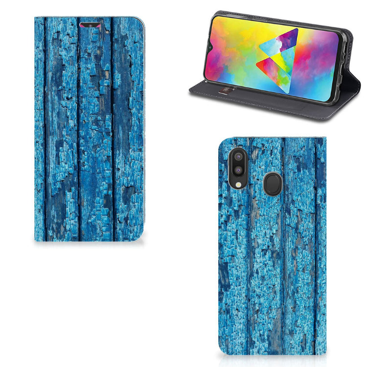 Samsung Galaxy M20 Book Wallet Case Wood Blue