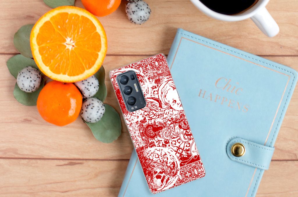 Silicone Back Case OPPO Find X3 Neo Angel Skull Rood B2C Telecom