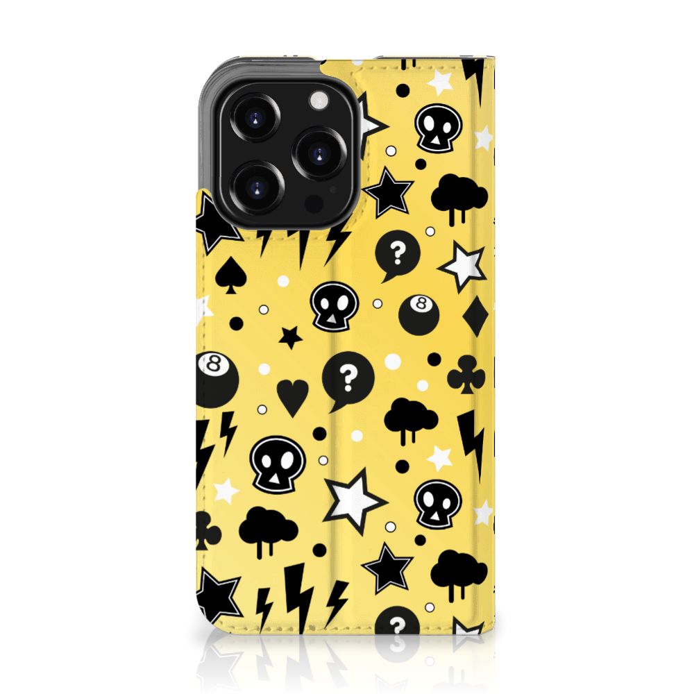 Mobiel BookCase iPhone 13 Pro Punk Geel - B2C Telecom