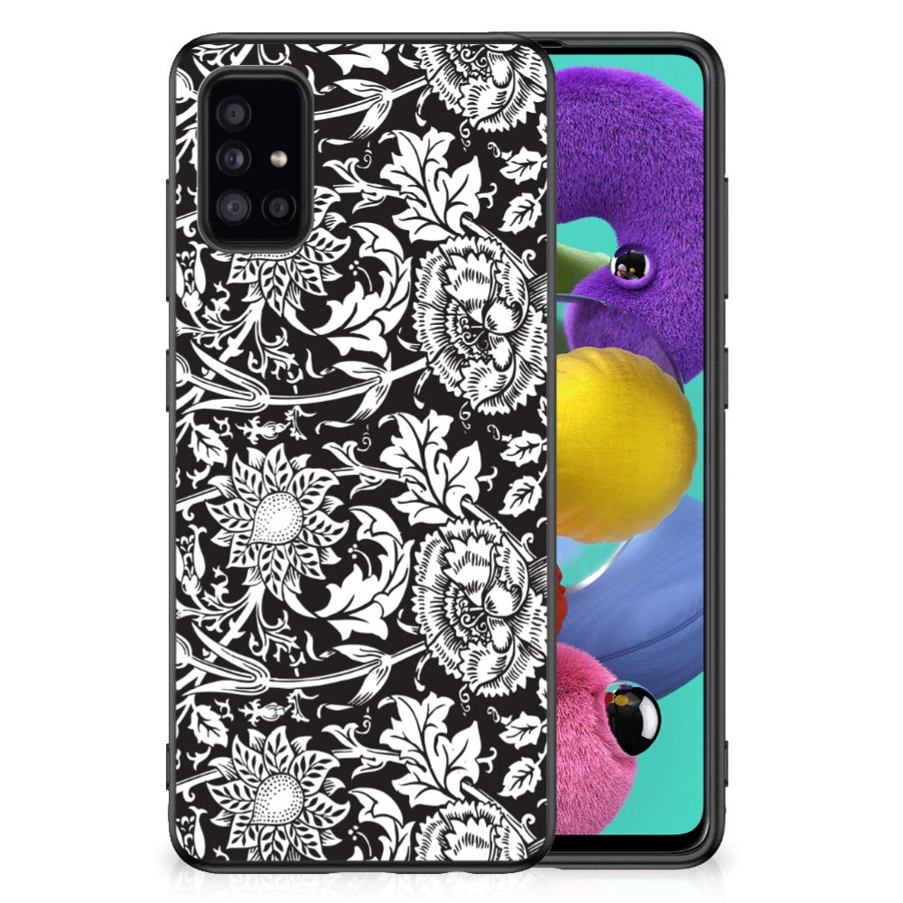 Samsung Galaxy A51 Skin Case Black Flowers