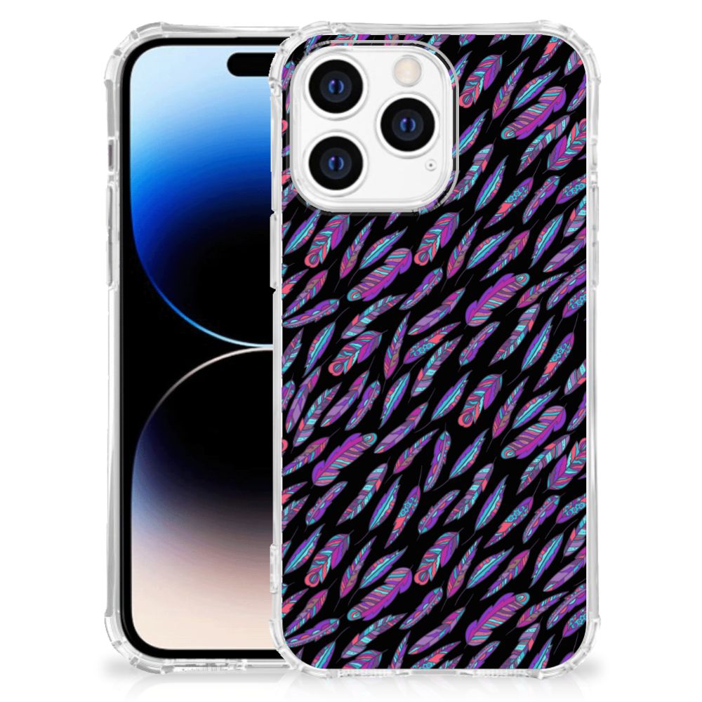 Apple iPhone 14 Pro Max Doorzichtige Silicone Hoesje Feathers Color