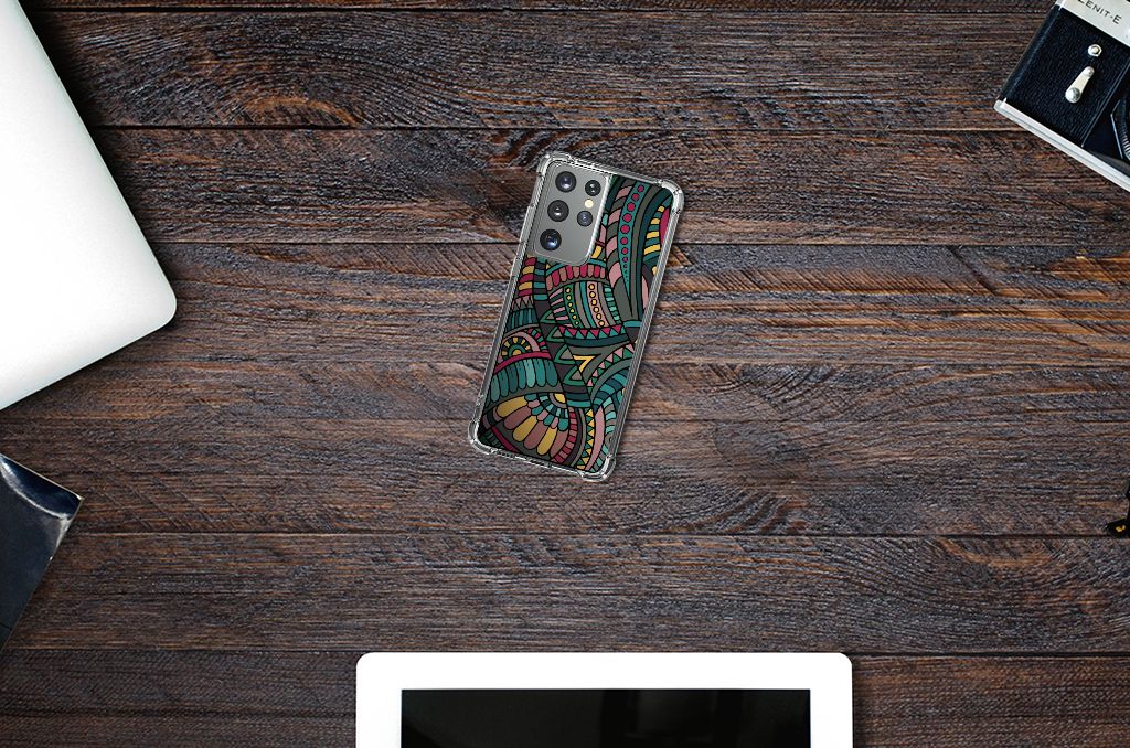 Samsung Galaxy S21 Ultra Doorzichtige Silicone Hoesje Aztec B2C Telecom