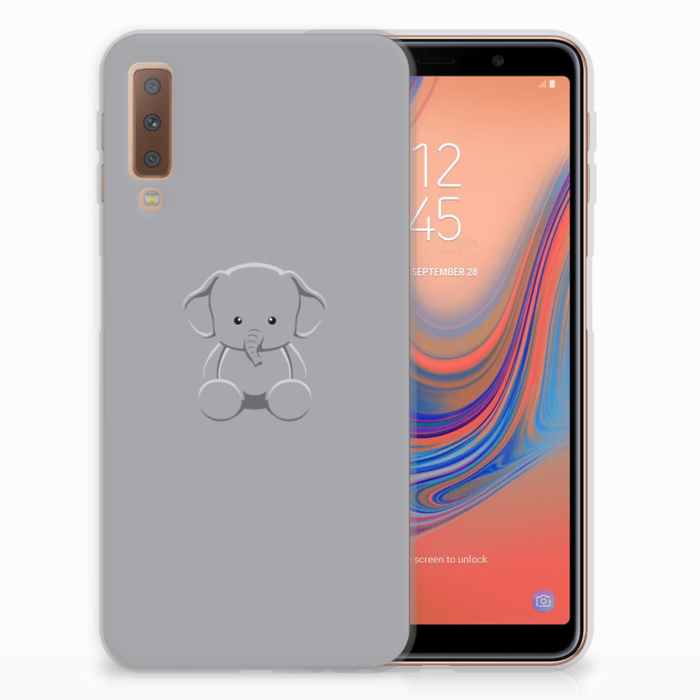 Samsung Galaxy A7 (2018) Telefoonhoesje met Naam Grijs Baby Olifant