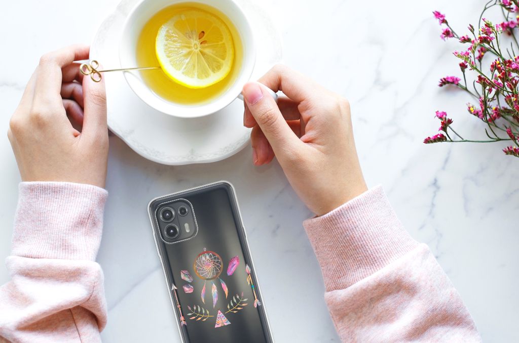 Motorola Edge 20 Lite Telefoonhoesje met Naam Boho Dreamcatcher B2C Telecom