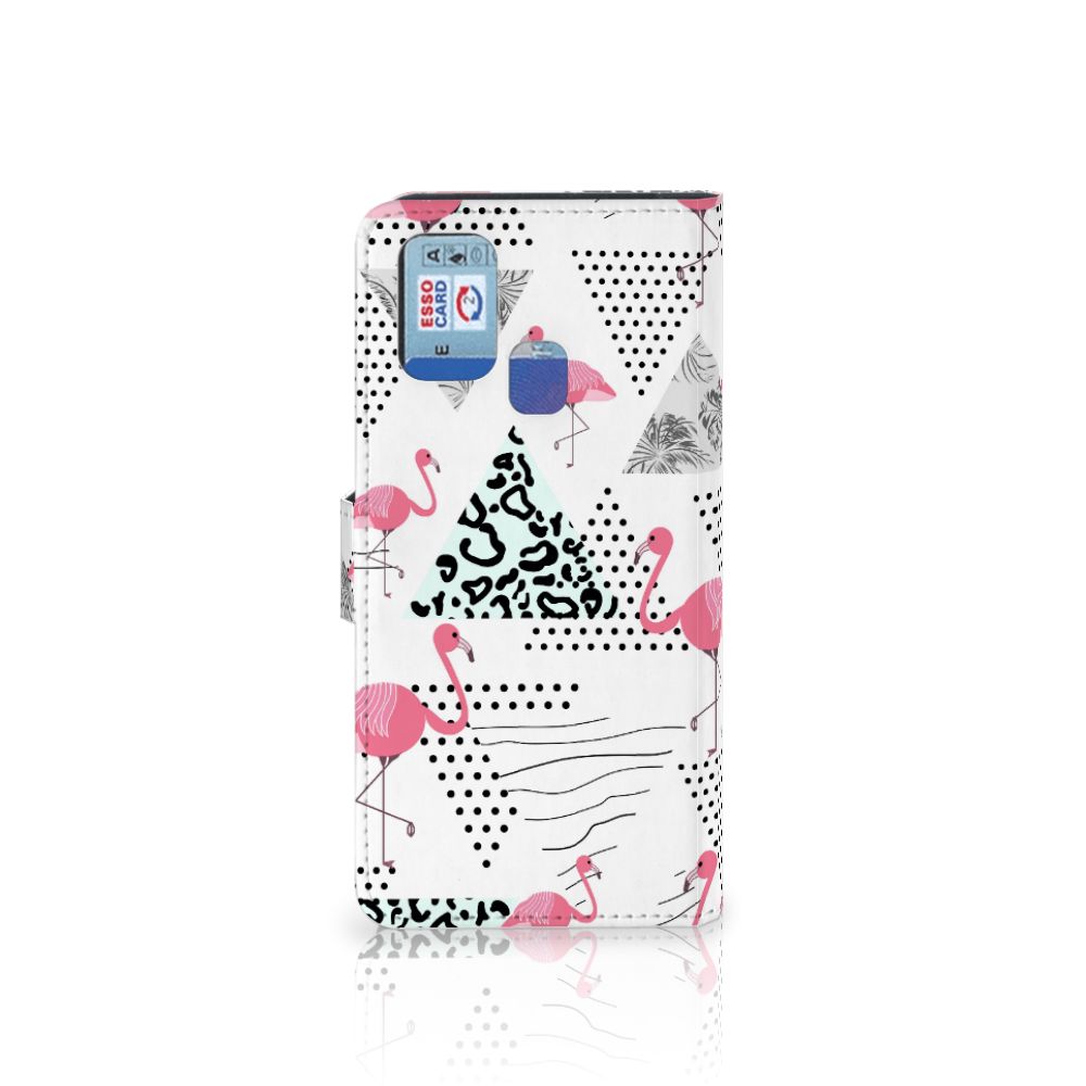 Samsung Galaxy M31 Telefoonhoesje met Pasjes Flamingo Triangle