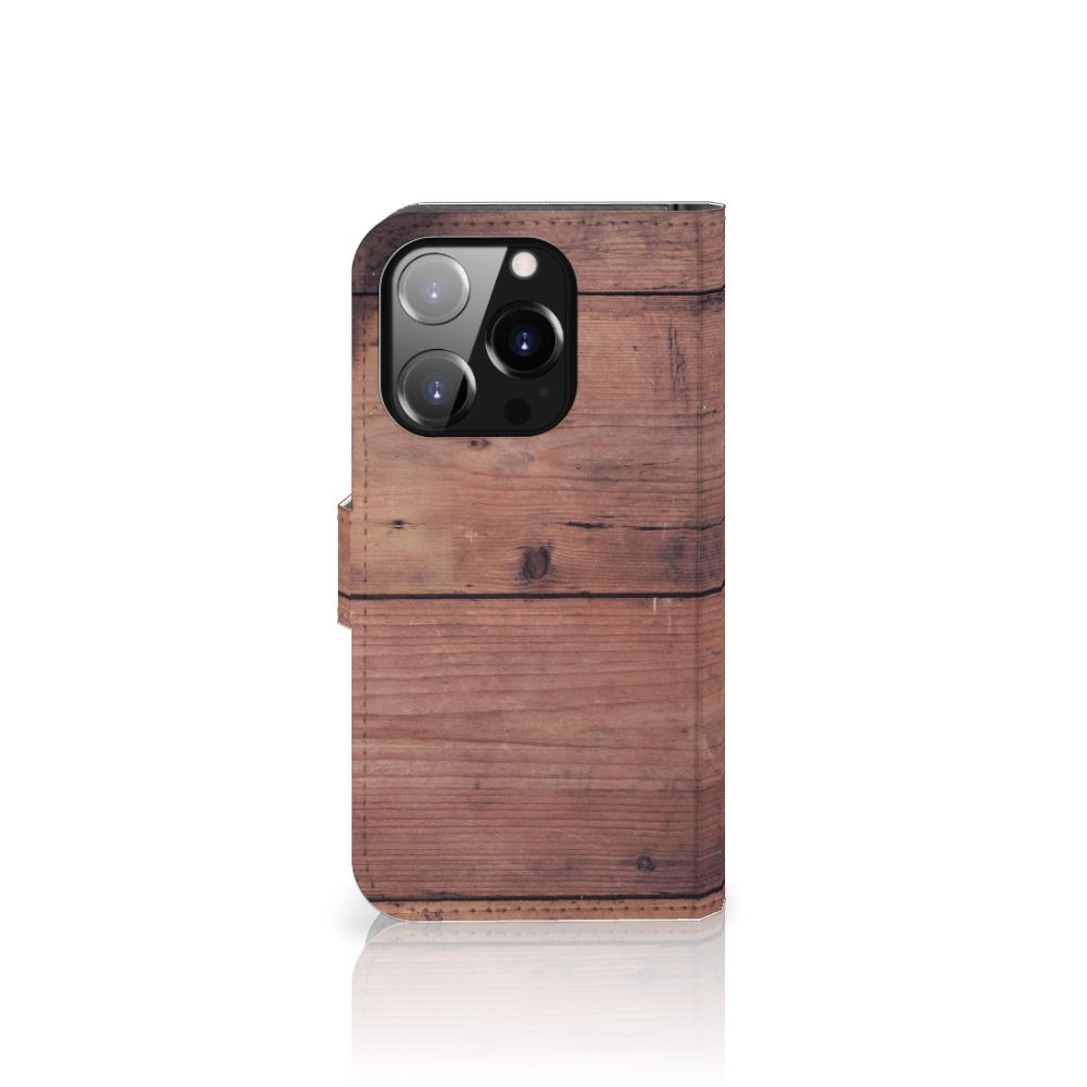 iPhone 14 Pro Book Style Case Old Wood