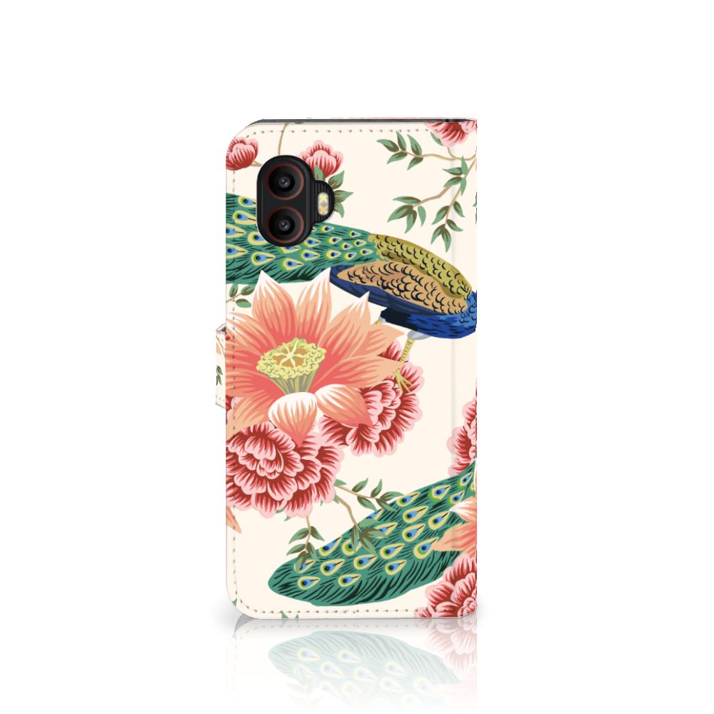 Telefoonhoesje met Pasjes voor Samsung Galaxy Xcover 6 Pro Pink Peacock
