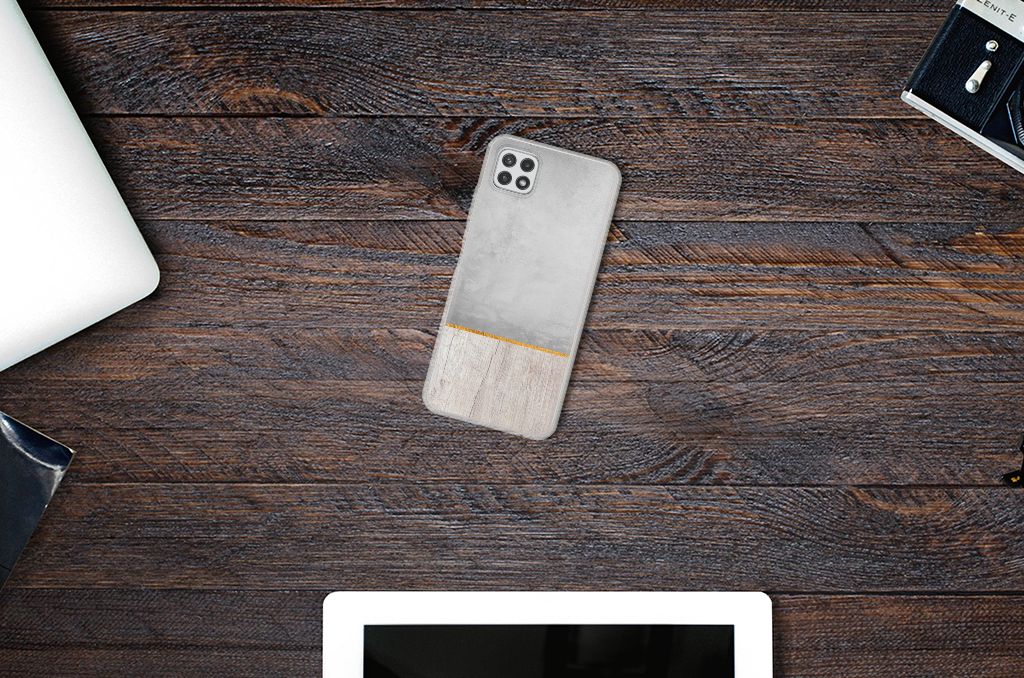 Samsung Galaxy A22 5G Bumper Hoesje Wood Concrete B2C Telecom