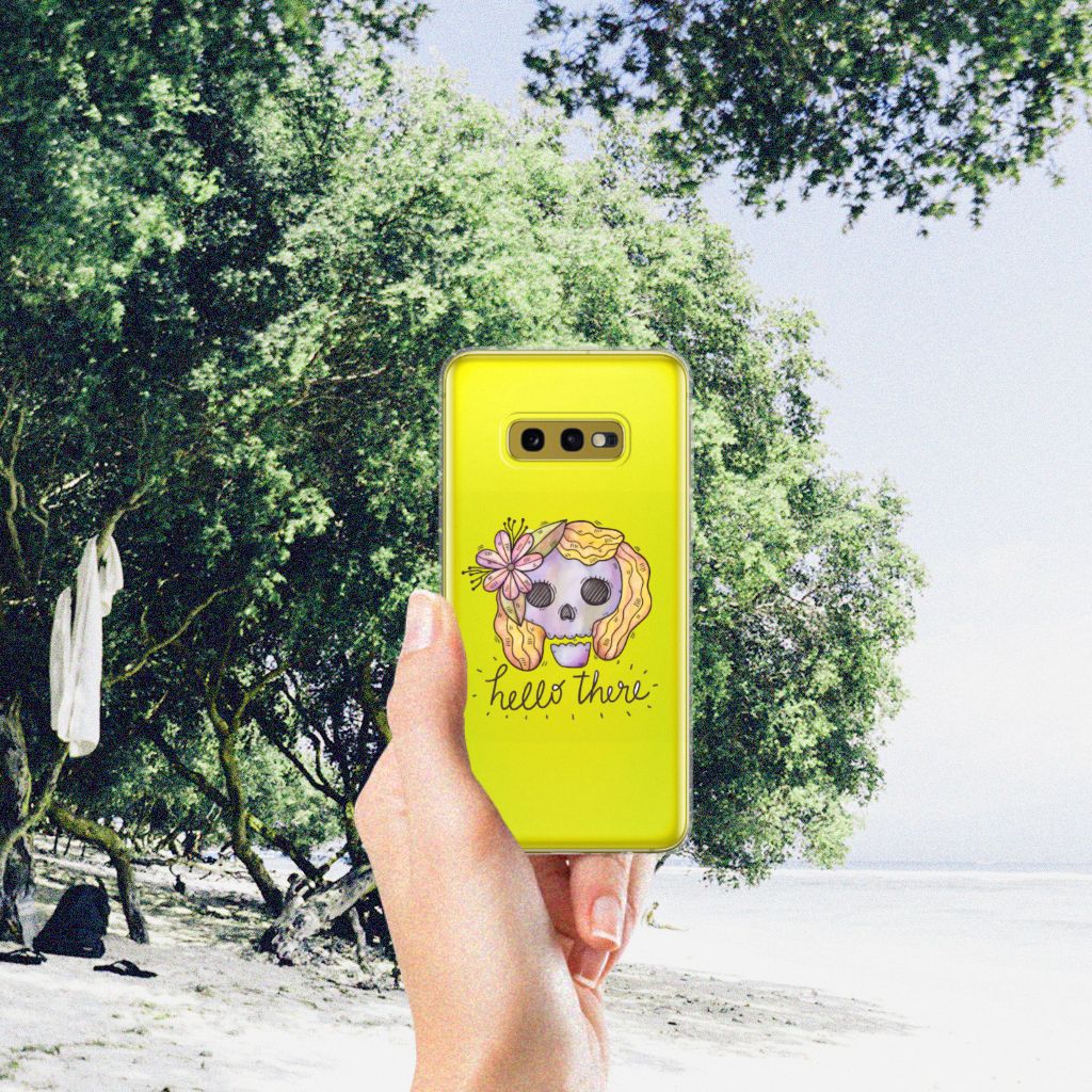Silicone Back Case Samsung Galaxy S10e Boho Skull