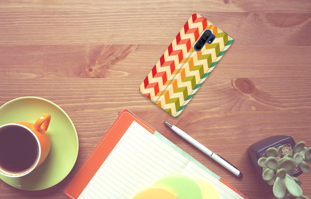 Xiaomi Redmi 9 Hoesje met Magneet Zigzag Multi Color - B2C Telecom