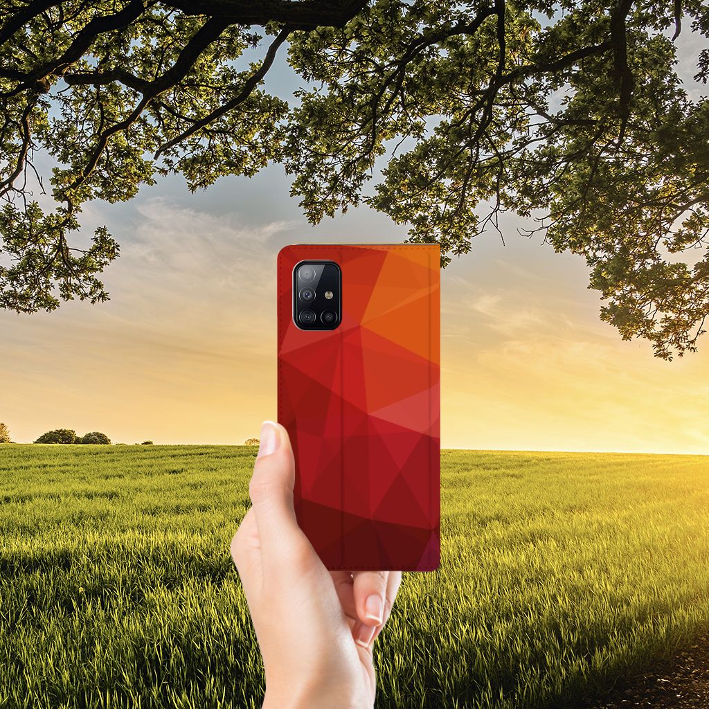 Stand Case voor Samsung Galaxy A71 Polygon Red - B2C Telecom