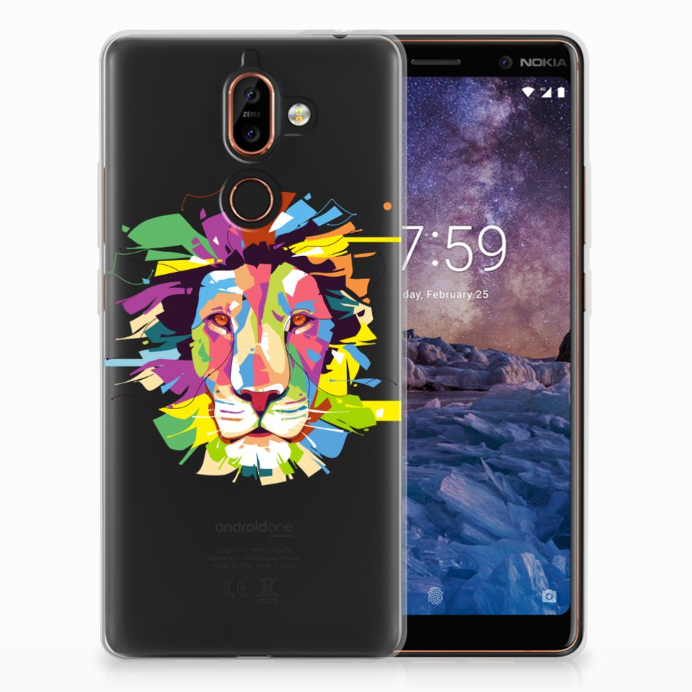 Nokia 7 Plus Telefoonhoesje met Naam Lion Color