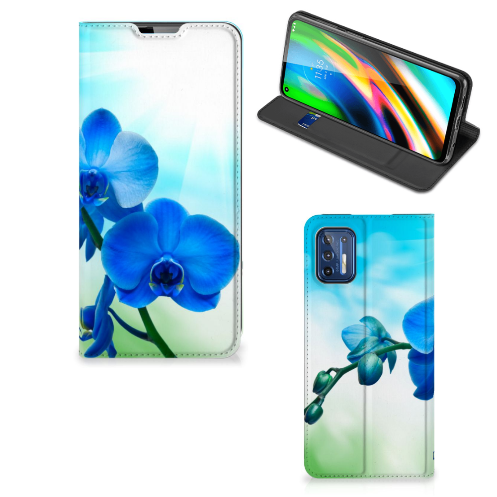 Motorola Moto G9 Plus Smart Cover Orchidee Blauw - Cadeau voor je Moeder - B2C Telecom