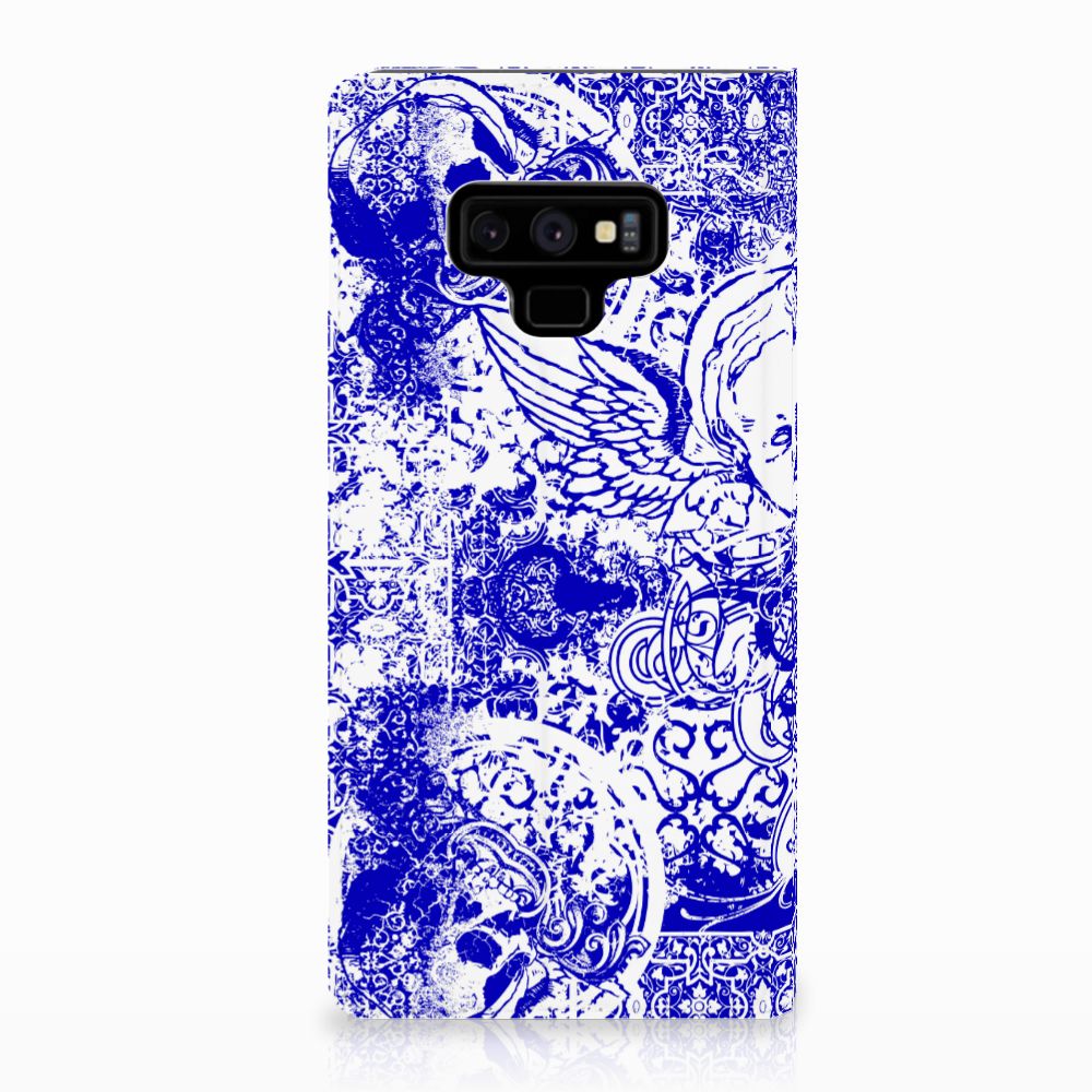 Mobiel BookCase Samsung Galaxy Note 9 Angel Skull Blauw
