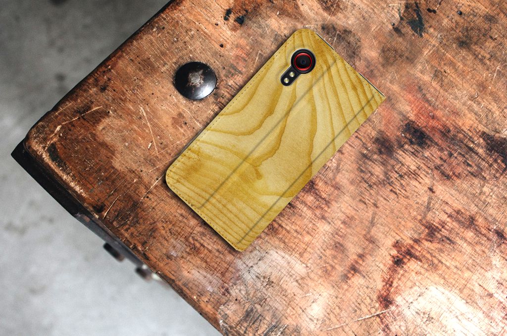 Samsung Galaxy Xcover 5 Book Wallet Case Licht Hout - B2C Telecom