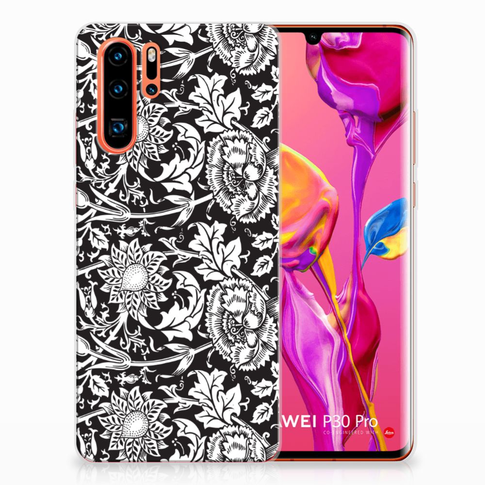 Huawei P30 Pro TPU Case Black Flowers
