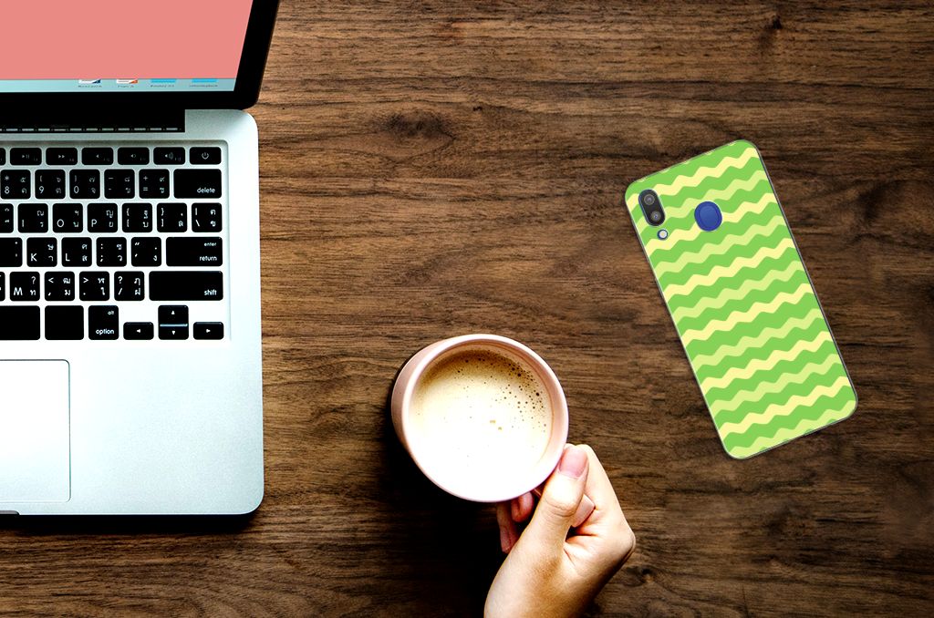 Samsung Galaxy M20 (Power) TPU bumper Waves Green