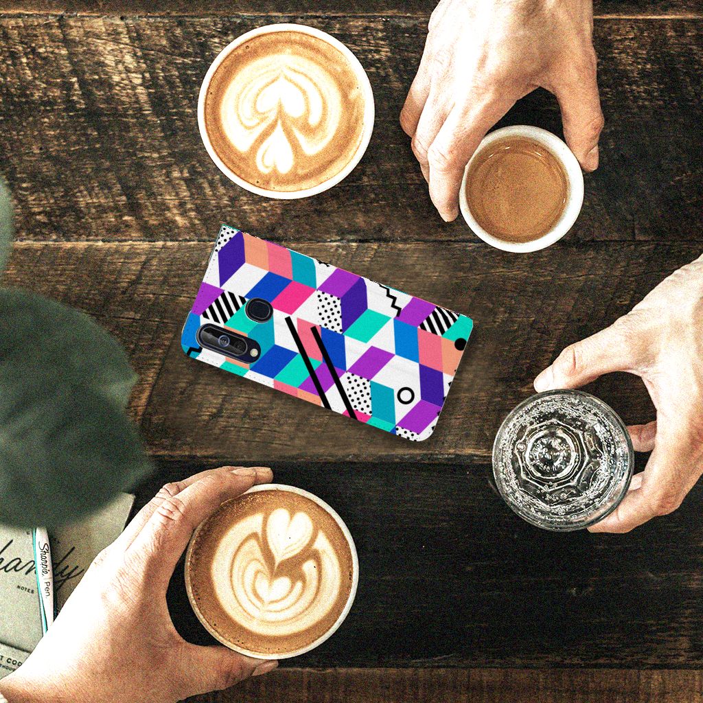 Samsung Galaxy A60 Stand Case Blokken Kleurrijk
