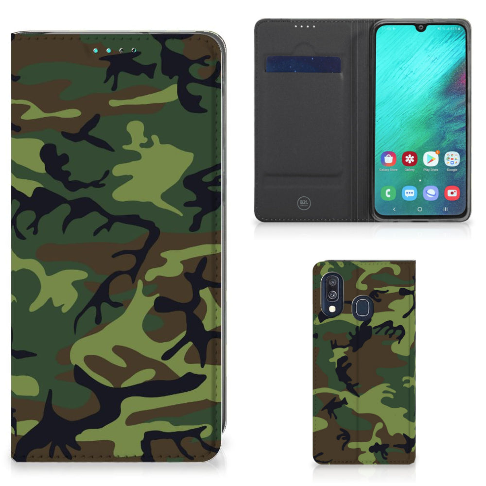 Samsung Galaxy A40 Hoesje met Magneet Army Dark