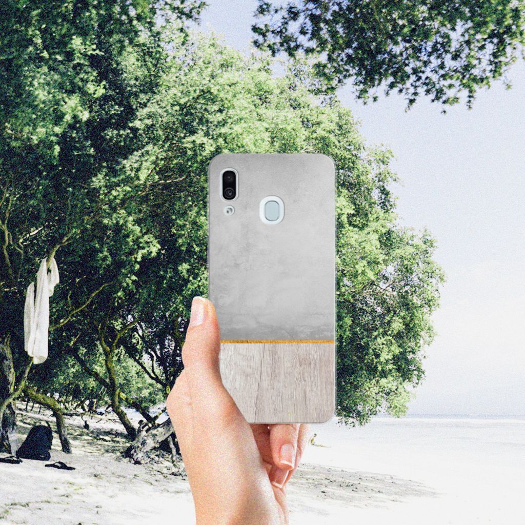 Samsung Galaxy A30 Bumper Hoesje Wood Concrete