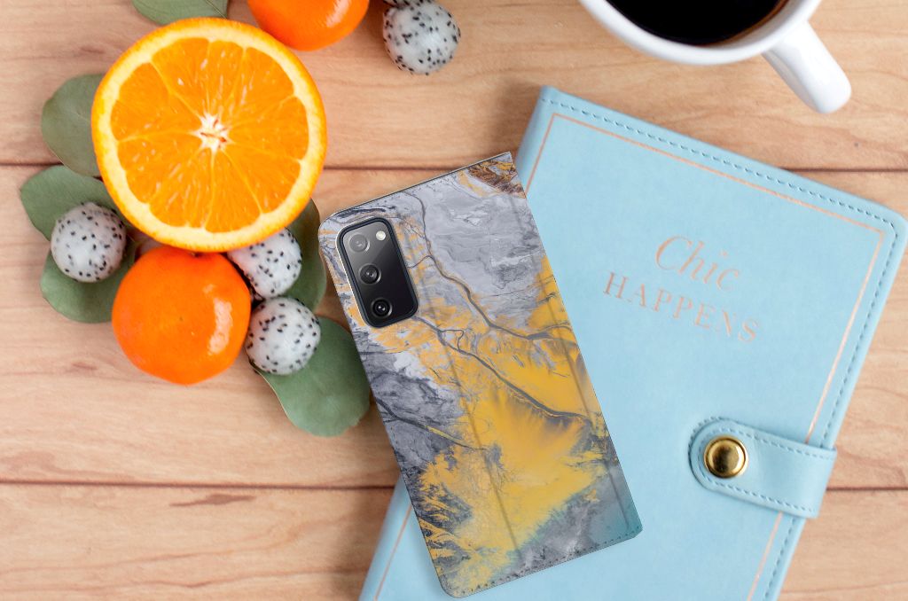Samsung Galaxy S20 FE Standcase Marble Blue Gold
