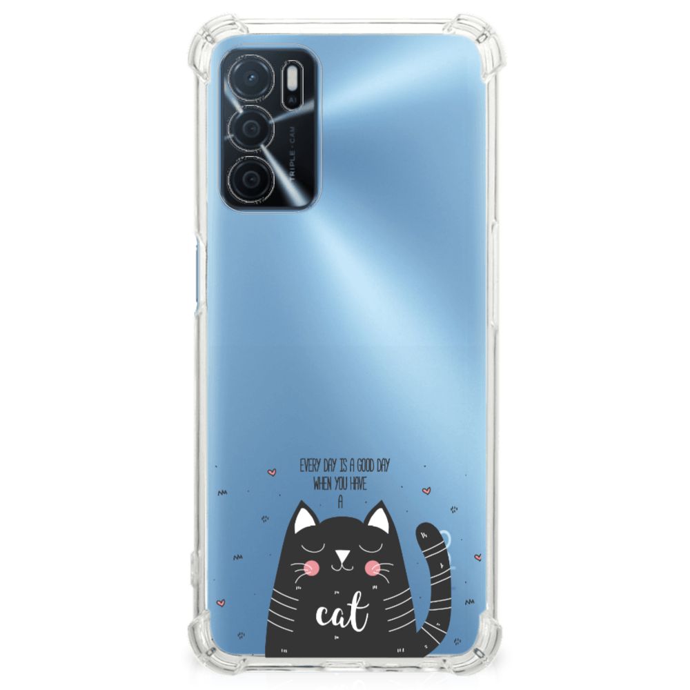 OPPO A16 | A16s | A54s Stevig Bumper Hoesje Cat Good Day