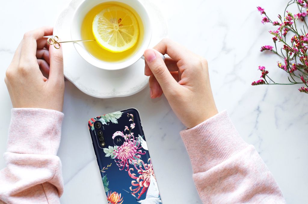 Motorola Moto G8 Power Lite TPU Hoesje Bird Flowers B2C Telecom