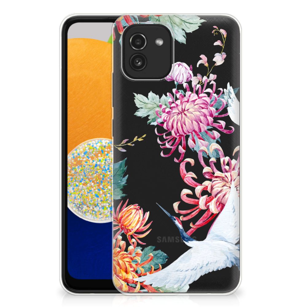 Samsung Galaxy A03 TPU Hoesje Bird Flowers B2C Telecom