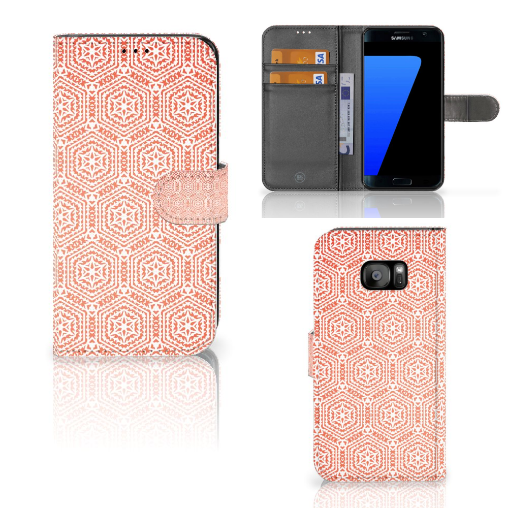 Samsung Galaxy S7 Edge Telefoon Hoesje Pattern Orange