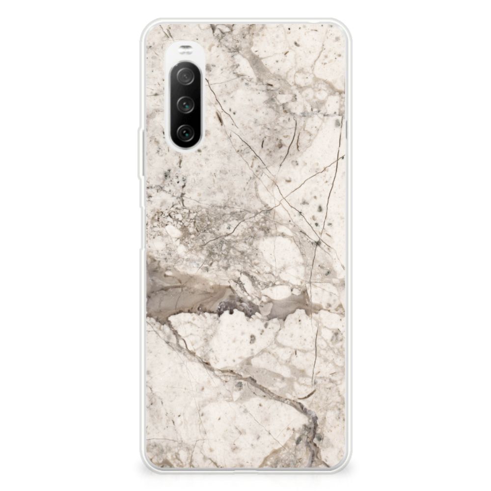 Sony Xperia 10 III TPU Siliconen Hoesje Marmer Beige