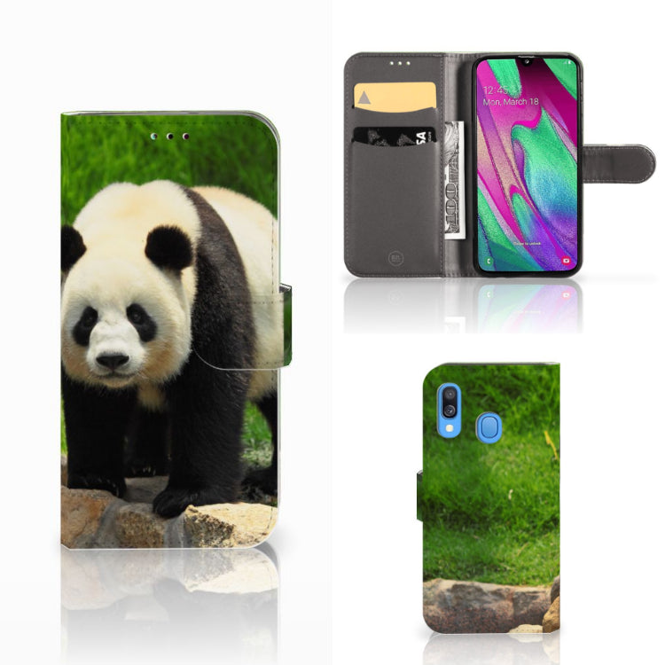 Samsung Galaxy A40 Telefoonhoesje met Pasjes Panda