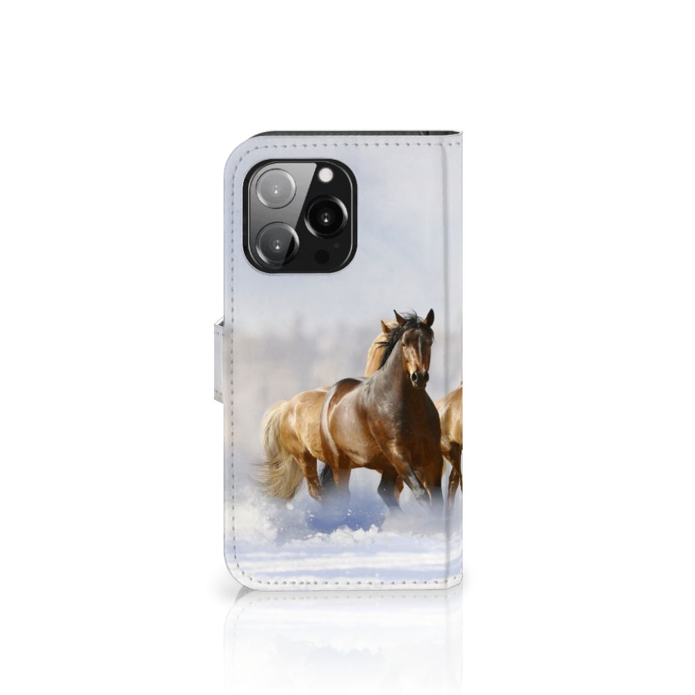 iPhone 13 Pro Telefoonhoesje met Pasjes Paarden