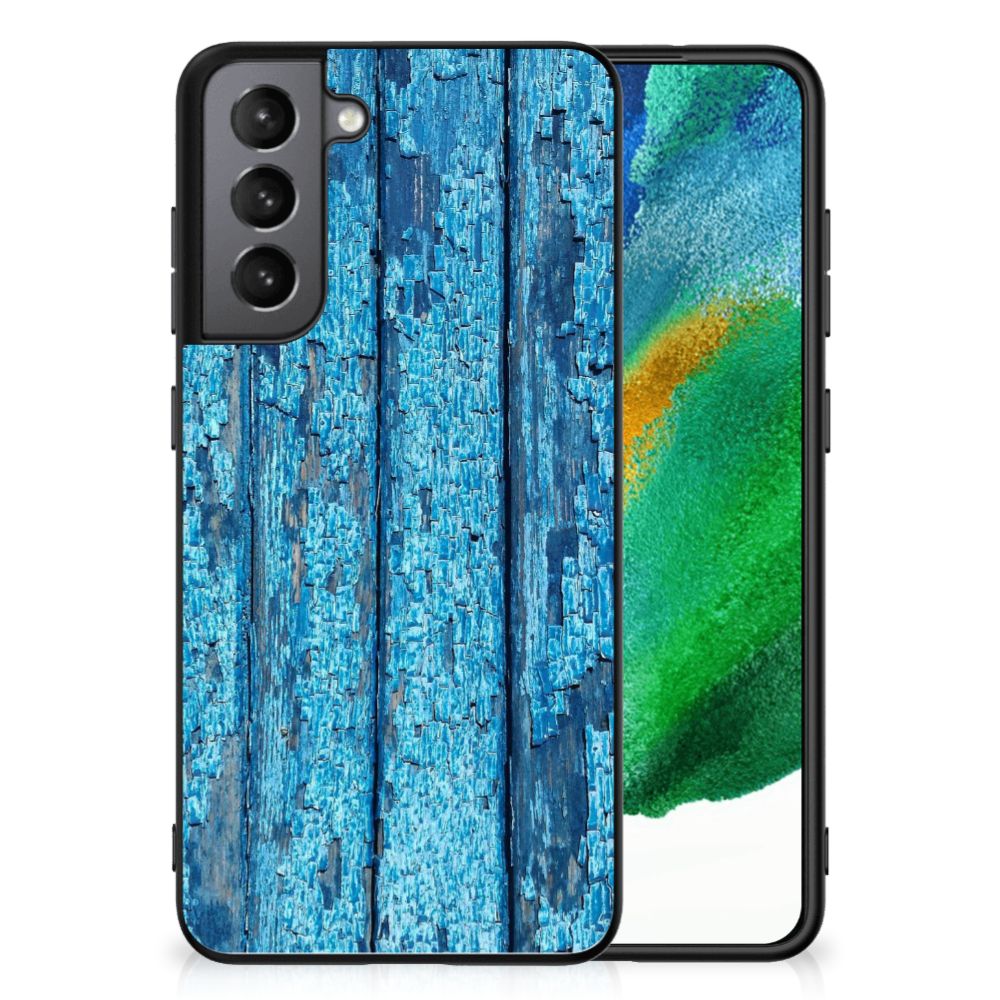 Samsung Galaxy S21FE Houten Print Telefoonhoesje Wood Blue