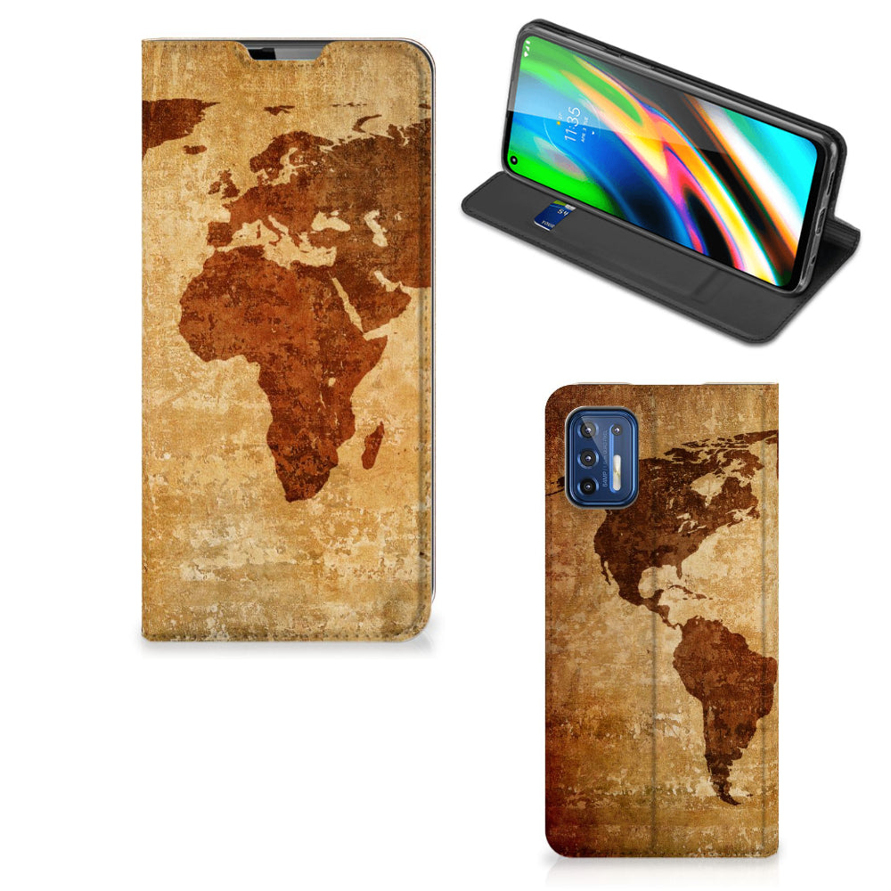 Motorola Moto G9 Plus Book Cover Wereldkaart