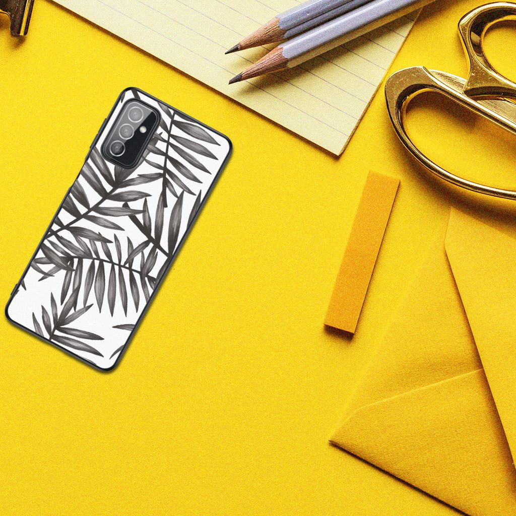 Samsung Galaxy M52 Bloemen Hoesje Leaves Grey B2C Telecom